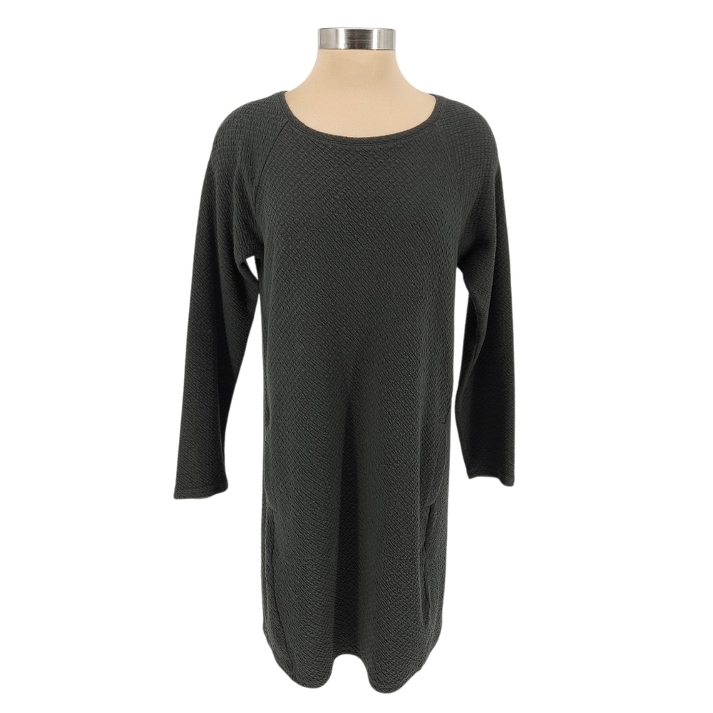 Pure Jill Shift Dress Gray Green Long Sleeve Textured Stretch Knit Small